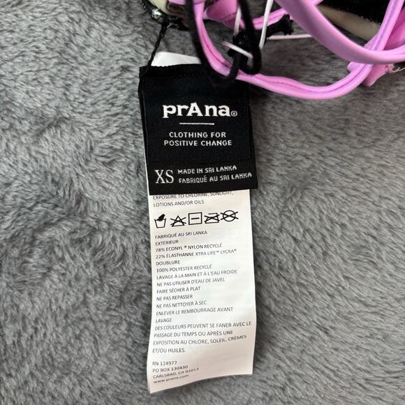 Prana Womens Swim XS Bikini Top Tulum Black Color Block UPF 50+ Lined New - Picture 5 of 7